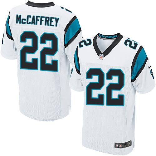 Nike Panthers #22 Christian McCaffrey White Men's Stitched NFL Elite Jersey